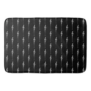 Tapis De Bain Musique Motif Melting Treble Clef Blanc et Noir