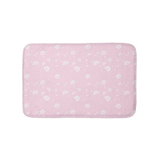 Tapis De Bain Muted Pink And White Wildflower Pattern