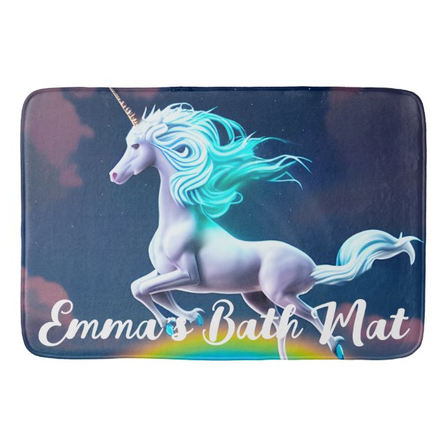 Tapis De Bain Mystic Night Flying Unicorn Rainbow (Devant)