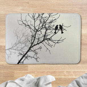 Tapis De Bain nature zen paysage noir blanc silhouette de l'arbr