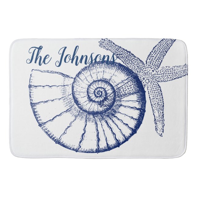 Tapis De Bain Nautilus Seashell & Starfish Marine Life Custom (Devant)