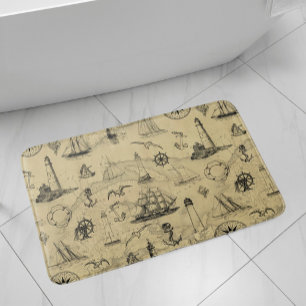 Tapis De Bain Navire nautique vintage Ancre Décor côtier