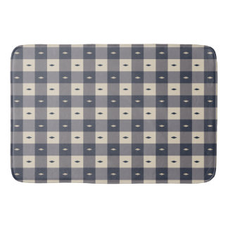 Tapis De Bain Navy Gray Checkerboard Diamond Pattern