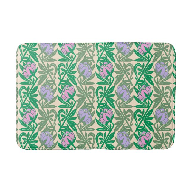 Tapis De Bain Nénuphars rose Art Nouveau damas (Devant)