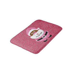 Tapis De Bain Noël beau rose Afro-Américain Père Noël