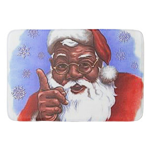 Tapis De Bain Noël du Père Noël noir afro-américain