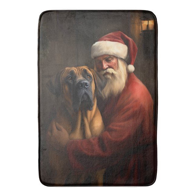 Tapis De Bain Noël festif Rhodesian Ridgeback Santa Claus (devant Vertical)