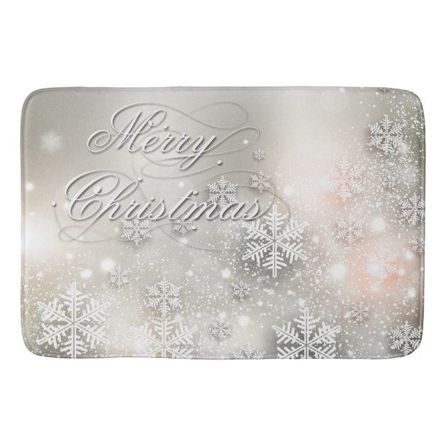 Tapis De Bain Noël Fête Élégant Flocon de neige (Devant)