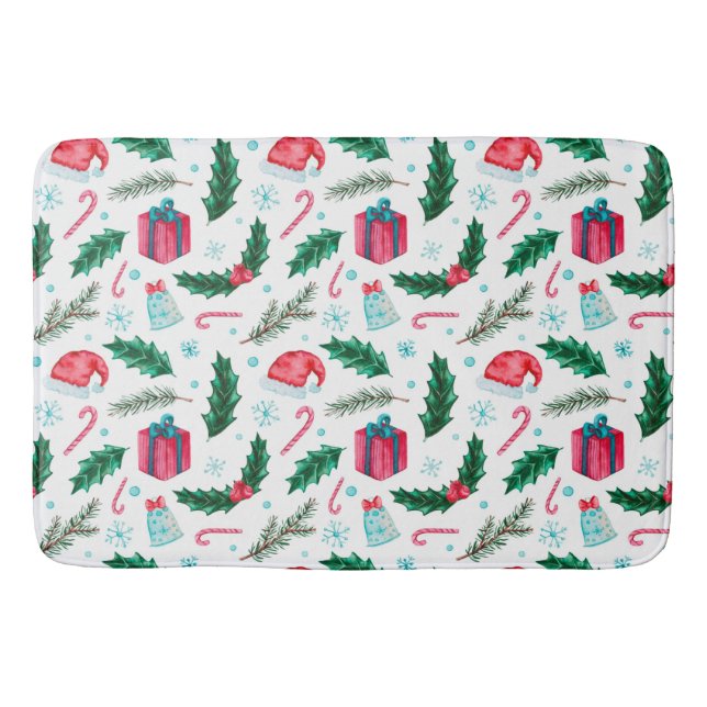 Tapis De Bain Noël Hollies, chapeaux et Sucres de canne (Devant)