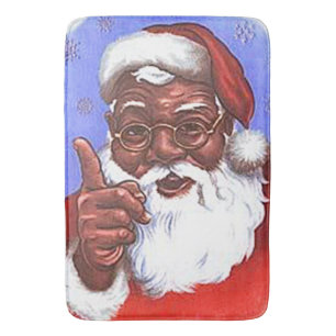Tapis De Bain Noël noir du père noël d'Afro-américain