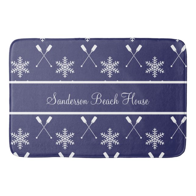 Tapis De Bain Noël Paddles nautiques plage de paddles d'hiver (Devant)