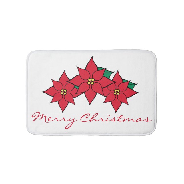 Tapis De Bain Noël Rouge Poinsettias Salle de bain Décor de tapi (Devant)