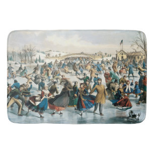Tapis De Bain Noël victorien Central Park Currier & Ives