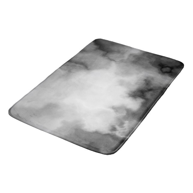 Tapis De Bain Noir, blanc et gris marbré Abstrait (Angle)
