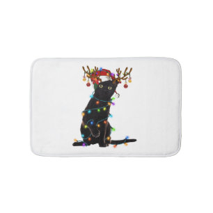 Tapis De Bain Noir Chat Noël Lumière Drôle Amoureux des chats No