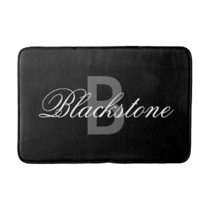 Tapis de bain noir élégant de monogramme pour la