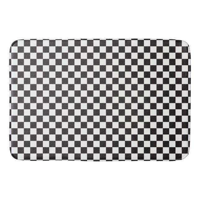 Tapis De Bain Noir Et Blanc Classique Rétro À damiers Motif (Devant)
