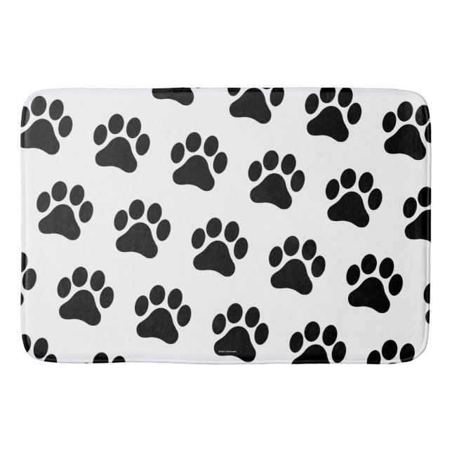 Tapis de bain noir et blanc de motif d'empreinte (Devant)