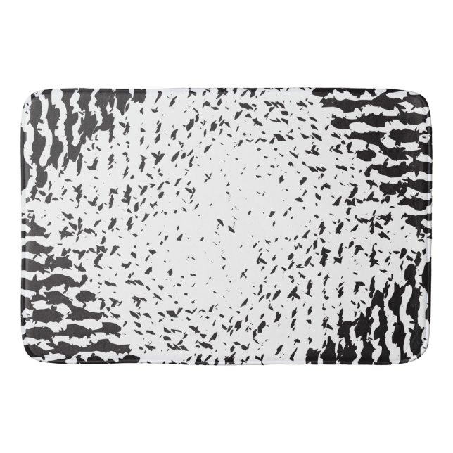 Tapis De Bain Noir et blanc Grainé de détresse (Devant)