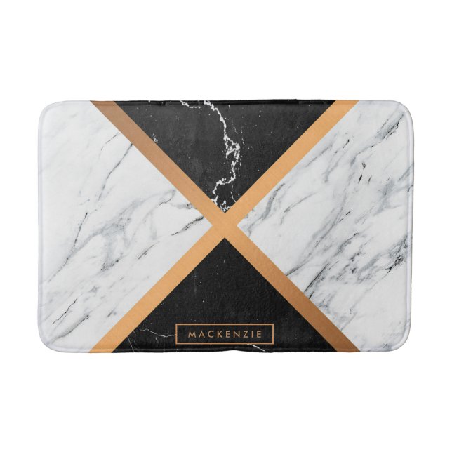 Tapis De Bain Noir et Marbre blanc (Devant)