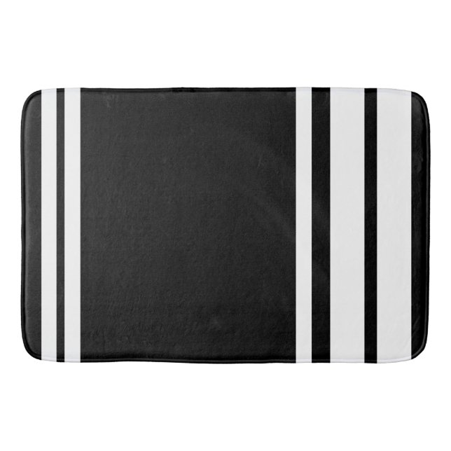 Tapis De Bain Noir : Lignes modernes en Blancs (Devant)