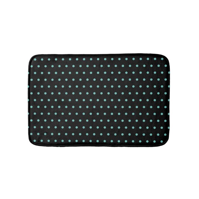 Tapis De Bain Noir Polka TURQUOISE élégant (Devant)