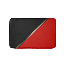 Tapis De Bain Noir rouge avec bande d'argent or