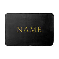 Tapis de bain noir uni personnalisé avec nom perso