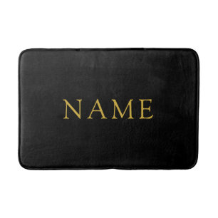 Tapis de bain noir uni personnalisé avec nom perso
