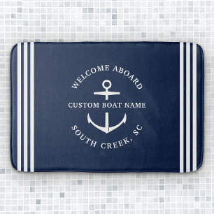 Tapis De Bain Nom de bateau personnalisé moderne Bienvenue à b