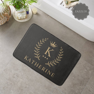 Tapis De Bain Nom de la Personnaliser et premier monogramme noir