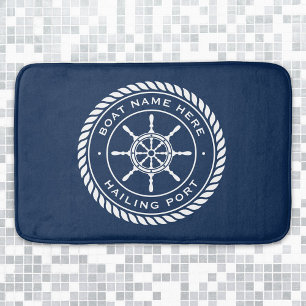 Tapis De Bain Nom du bateau et port de voile roue du navire naut