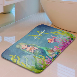 Tapis De Bain Nom du monogramme mignon Sirène