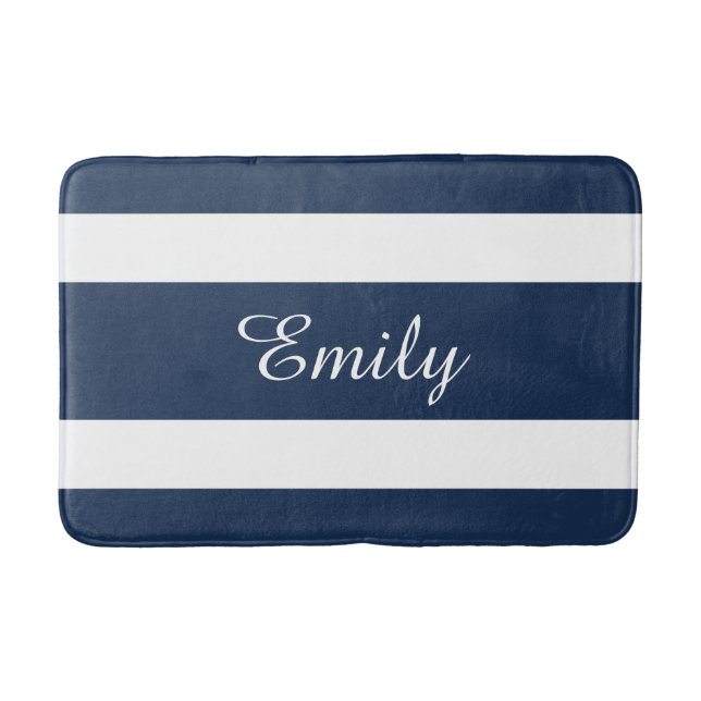 Tapis De Bain Nom du Motif Modern Blue Stripes (Devant)