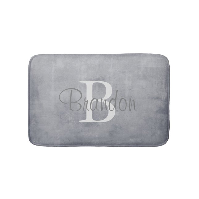 Tapis De Bain Nom élégant monogramme gris rustique (Devant)