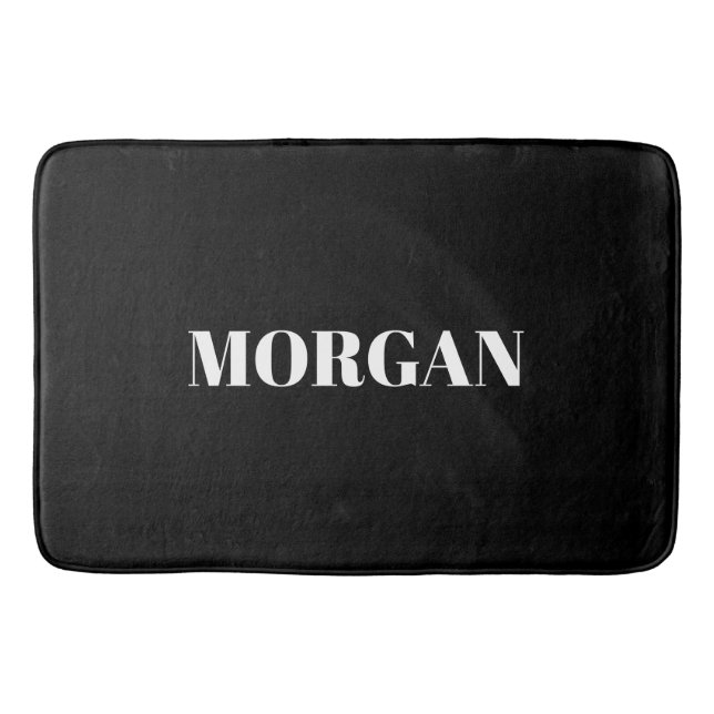 Tapis De Bain Nom en gras blanc sur noir (Devant)