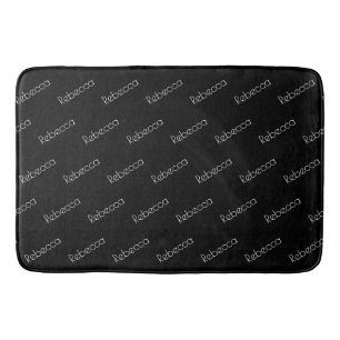 Tapis De Bain Nom modifiable Style blanc moderne sur noir