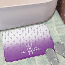 Tapis De Bain Nom Monogram Farmhouse Lavender Flower Motif