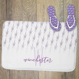 Tapis De Bain Nom Monogram Farmhouse Lavender Flower Motif
