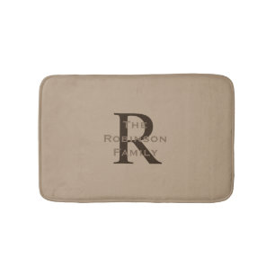 Tapis De Bain Nom monogrammé marron et beige 