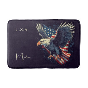Tapis De Bain Nom personnalisé Aigle américaine