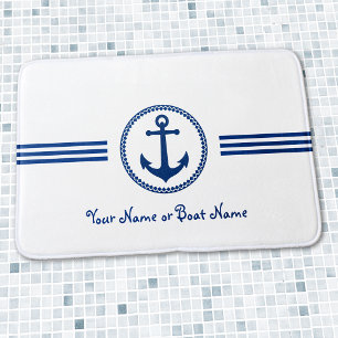 Tapis De Bain Nom personnalisé Ancre moderne Salle de bain