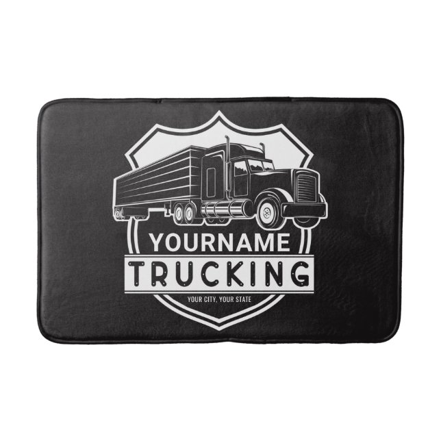 Tapis De Bain NOM personnalisé Camions Big Rig Semi Trucker (Devant)