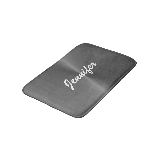 Tapis De Bain Nom personnalisé gris brillant faux métal (Angle)