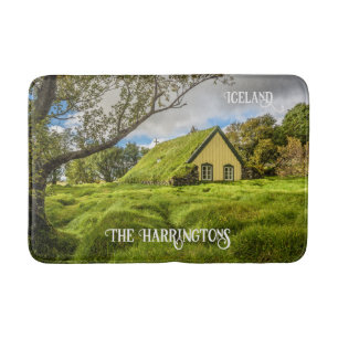 Tapis De Bain Nom personnalisé Islandais Turf Church