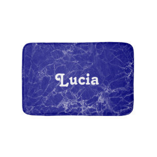 Tapis De Bain Nom personnalisé motif en marbre bleu