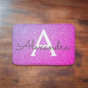 Tapis De Bain Nom rose pourpre de monogramme de parties