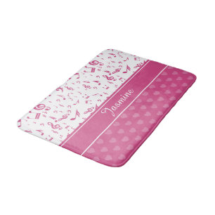 Tapis De Bain Notes musicales personnalisées et Coeurs Motif ros
