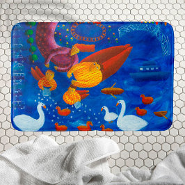 Tapis De Bain Nourrir Les Canards Peinture Acrylique Art