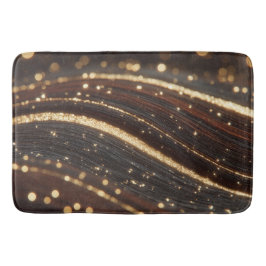 Tapis De Bain Noyer foncé Grain en bois avec des rivières en or